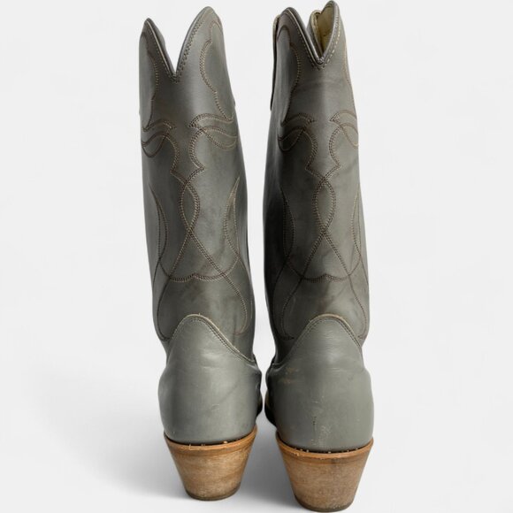 Acme Vintage Gray Leather Western Cowboy Work Boots Men's 12 - Picture 8 of 13